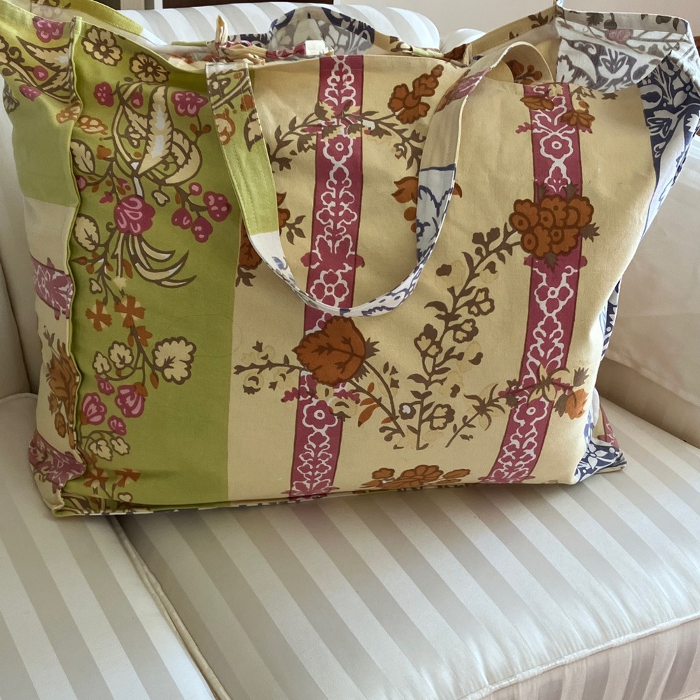 Floral Stripe Tote Bag